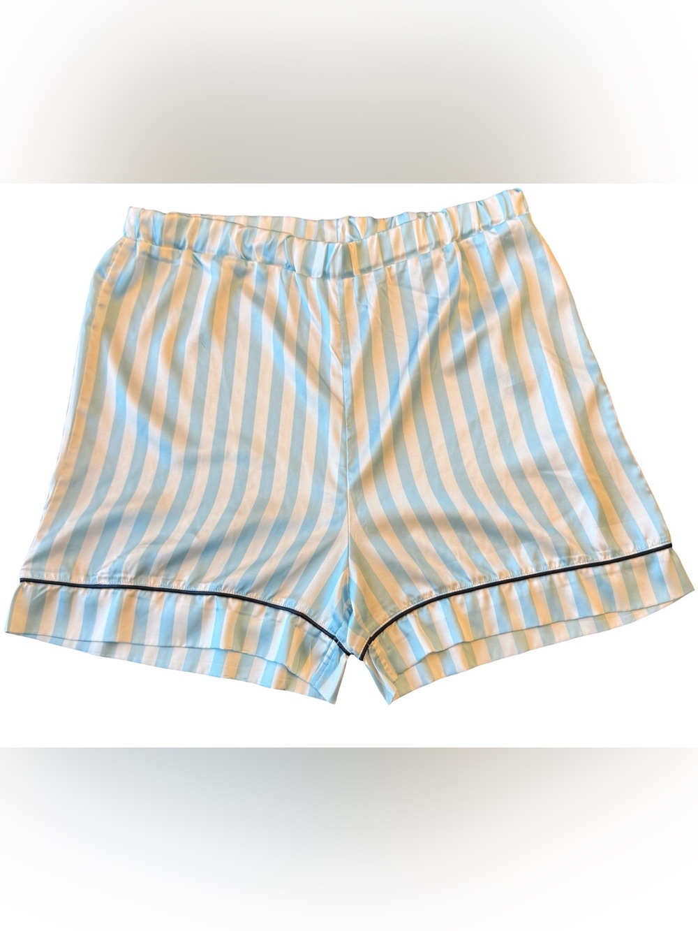TCL Blue White Striped Satin Pajama Shorts Size Small
